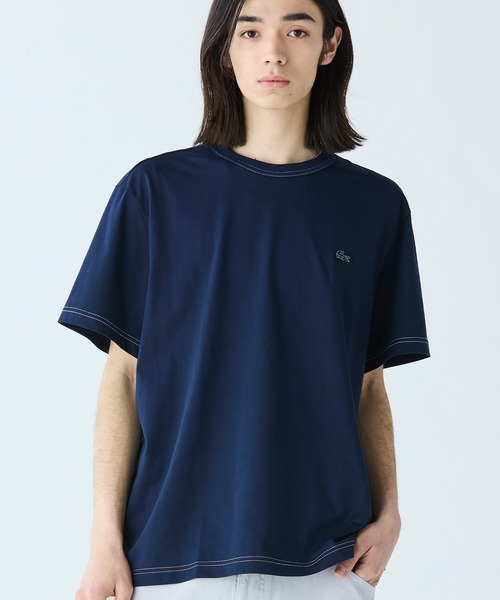 LACOSTE Tシャツ TH1146 半袖 カットソー LACOSTE tシャツ 配色ステッチ半袖Tシャツ メンズ レディース