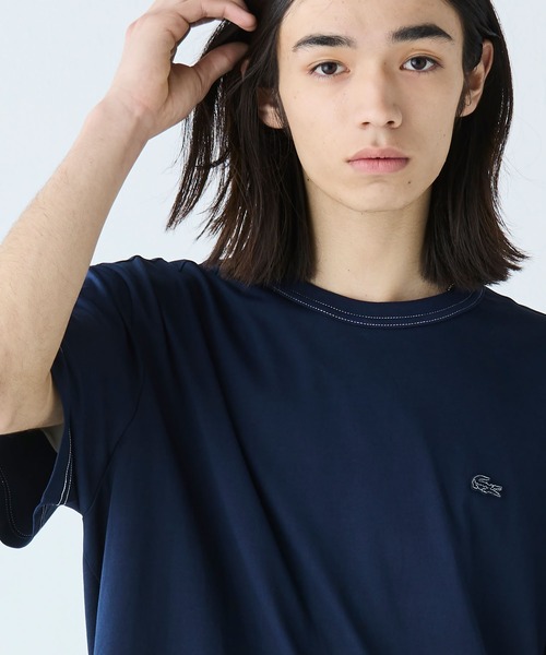 すぐ届く【LACOSTE】配色ステッチTシャツ 半袖 コットン LACOSTE tシャツ 配色ステッチ半袖Tシャツ メンズ レディース
