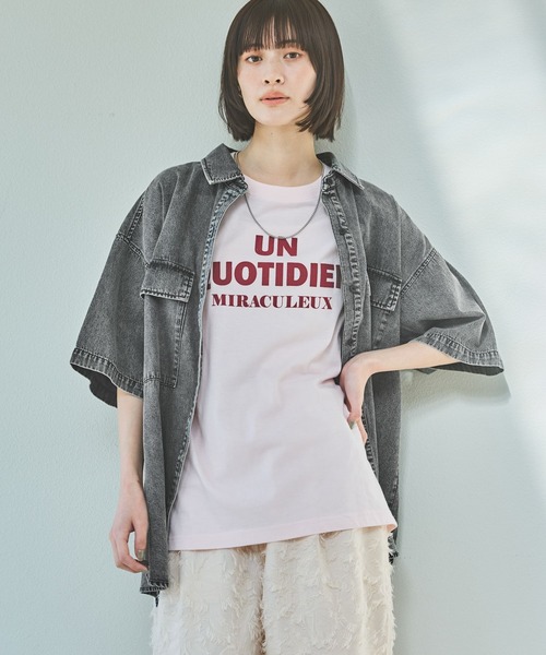 LAKOLE（ラコレ）の「アソートフロッキーロゴTEE / 324407（Tシャツ/カットソー・レディース・チャコールグレー/オフホワイト/ピンク/オレンジ/ネイビー・FREE）」の22枚目の写真