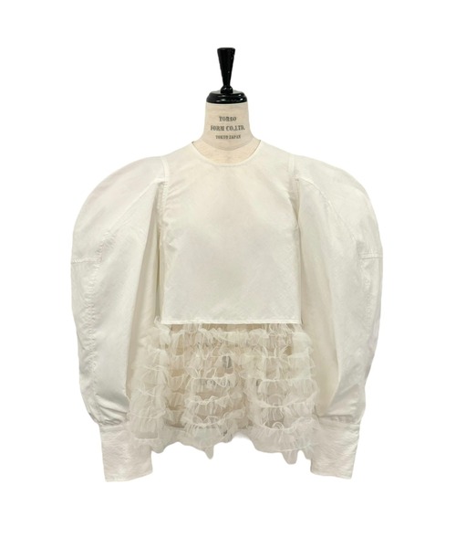 Honey mi Honey - ハニーミーハニーブラウス☆ セール】tulle frill peplum blouse（シャツ/ブラウス）｜HONEY