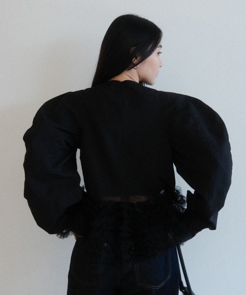 HONEY MI HONEY（ハニーミーハニー）の「tulle frill peplum blouse（シャツ/ブラウス・レディース・サックスブルー/ホワイト/ブラック・FREE）」の11枚目の写真