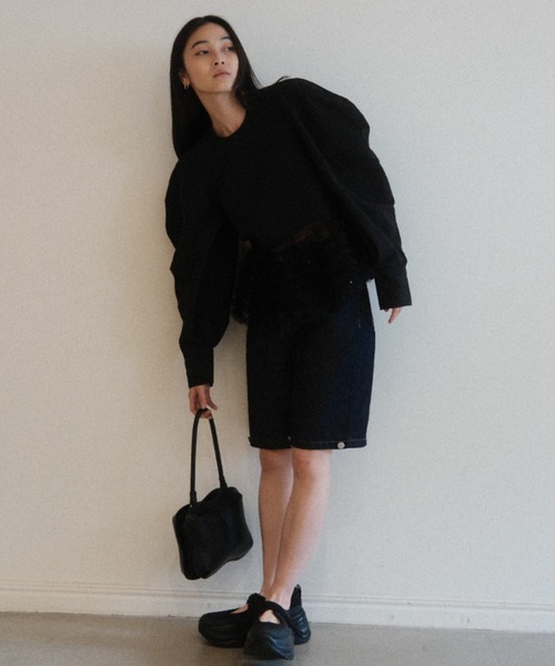 HONEY MI HONEY（ハニーミーハニー）の「tulle frill peplum blouse（シャツ/ブラウス・レディース・サックスブルー/ホワイト/ブラック・FREE）」の13枚目の写真