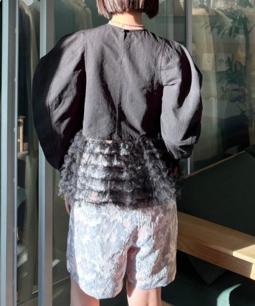 Honey mi Honey - ハニーミーハニーブラウス☆ セール】tulle frill peplum blouse（シャツ/ブラウス）｜HONEY