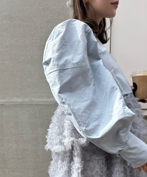 HONEY MI HONEY（ハニーミーハニー）の「tulle frill peplum blouse（シャツ/ブラウス・レディース・サックスブルー/ホワイト/ブラック・FREE）」の6枚目の写真