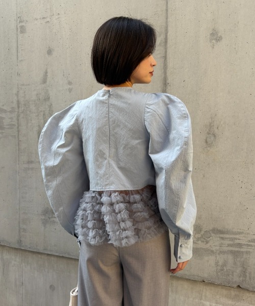 セール】tulle frill peplum blouse（シャツ/ブラウス）｜HONEY