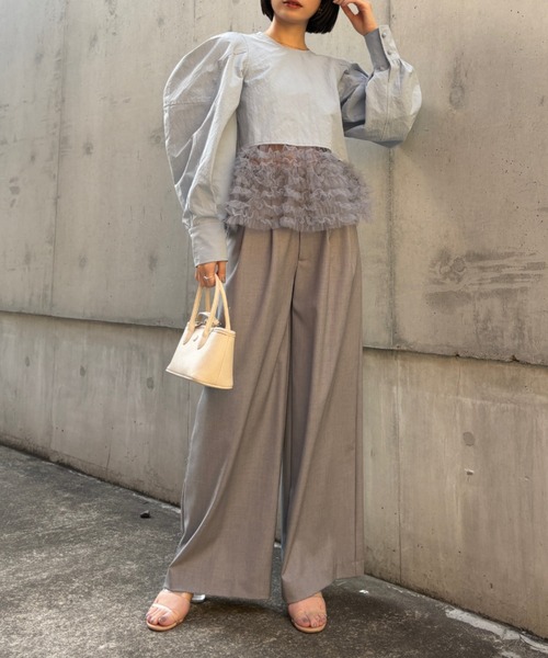 HONEY MI HONEY（ハニーミーハニー）の「tulle frill peplum blouse（シャツ/ブラウス・レディース・サックスブルー/ホワイト/ブラック・FREE）」の18枚目の写真