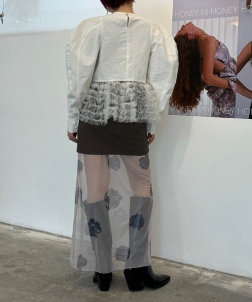 HONEY MI HONEY（ハニーミーハニー）の「tulle frill peplum blouse（シャツ/ブラウス・レディース・サックスブルー/ホワイト/ブラック・FREE）」の22枚目の写真