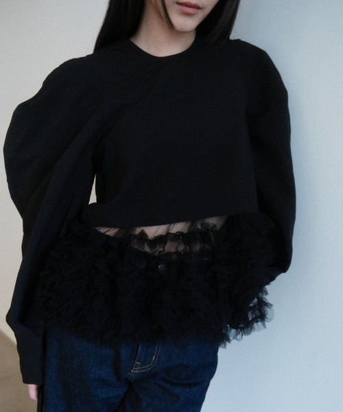 セール】tulle frill peplum blouse（シャツ/ブラウス）｜HONEY