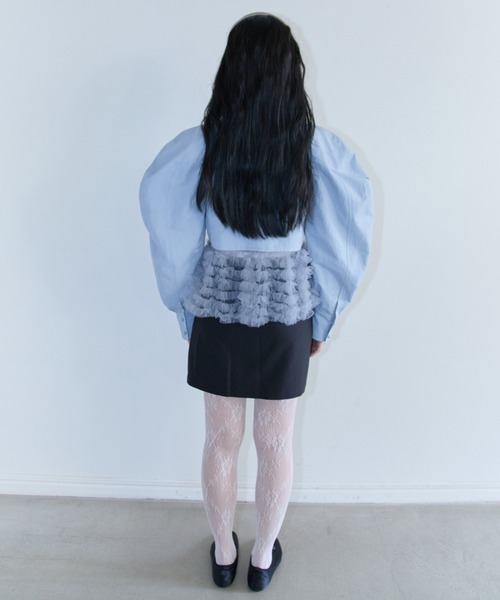 Honey mi Honey - ハニーミーハニーブラウス☆ セール】tulle frill peplum blouse（シャツ/ブラウス）｜HONEY