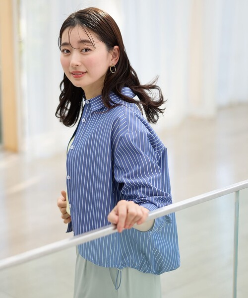 ANY（エニィ）の「ストライプドロストシャツ（シャツ/ブラウス・レディース・ライトグレー系1/ネイビー系1・4）」の7枚目の写真