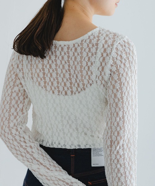 URBAN RESEARCH（アーバンリサーチ）の「ストレッチレースプルオーバー（Tシャツ/カットソー・レディース・オフホワイト/ブラック・FREE）」の10枚目の写真