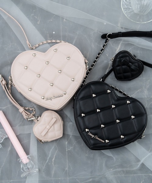 Honey Cinnamon（ハニーシナモン）の「キルティングハート型ショルダーバッグ（ショルダーバッグ・レディース・ブラック/ピンク・FREE）」の19枚目の写真