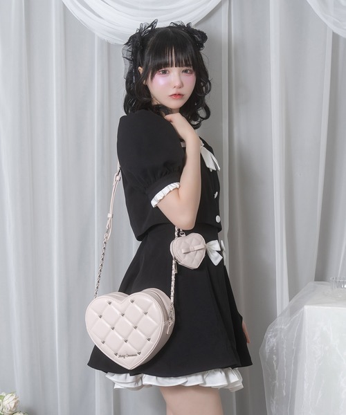 Honey Cinnamon（ハニーシナモン）の「キルティングハート型ショルダーバッグ（ショルダーバッグ・レディース・ブラック/ピンク・FREE）」の3枚目の写真