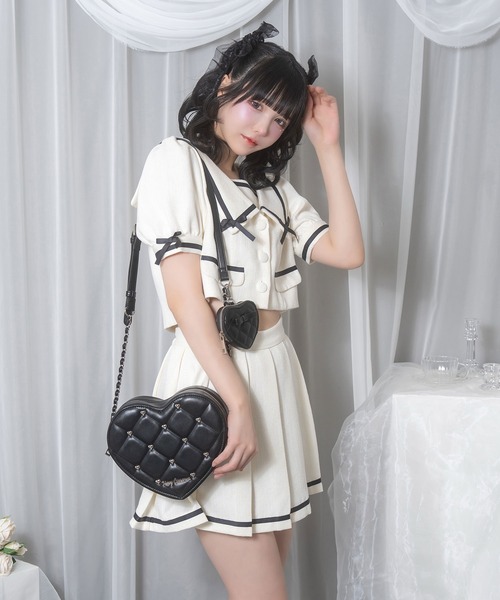 Honey Cinnamon（ハニーシナモン）の「キルティングハート型ショルダーバッグ（ショルダーバッグ・レディース・ブラック/ピンク・FREE）」の11枚目の写真