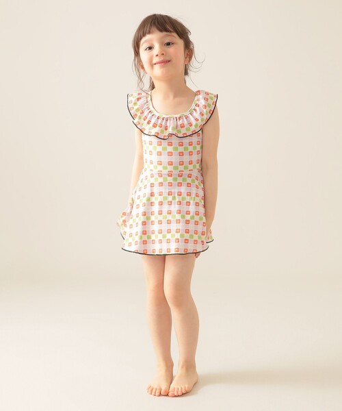 BEAMS mini（ビームスミニ）の「フレア ワンピース スイムウェア 2025SS（100～130cm）（水着・キッズ・ピンク/サックスブルー・S(100～110)/M(110～120)/L(120～130)）」の8枚目の写真