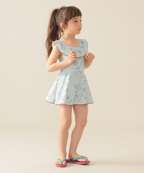 BEAMS mini（ビームスミニ）の「フレア ワンピース スイムウェア 2025SS（100～130cm）（水着・キッズ・ピンク/サックスブルー・S(100～110)/M(110～120)/L(120～130)）」の14枚目の写真