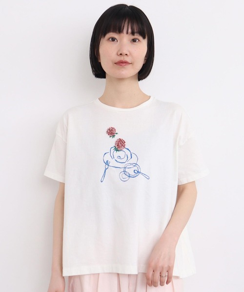 l'atelier du savon(アトリエドサボン)の「おやつの時間 テープ刺繍Tシャツ(Tシャツ/カットソー・レディース・ブラック/その他/レッド・FREE)」の18枚目の写真