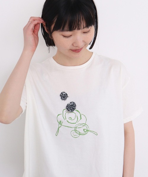 l'atelier du savon(アトリエドサボン)の「おやつの時間 テープ刺繍Tシャツ(Tシャツ/カットソー・レディース・ブラック/その他/レッド・FREE)」の13枚目の写真