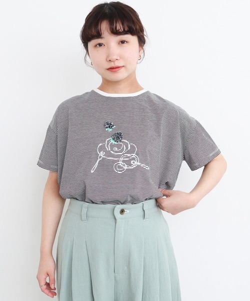 l'atelier du savon(アトリエドサボン)の「おやつの時間 テープ刺繍Tシャツ(Tシャツ/カットソー・レディース・ブラック/その他/レッド・FREE)」の15枚目の写真