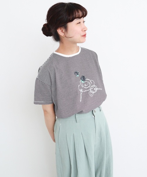 l'atelier du savon(アトリエドサボン)の「おやつの時間 テープ刺繍Tシャツ(Tシャツ/カットソー・レディース・ブラック/その他/レッド・FREE)」の16枚目の写真