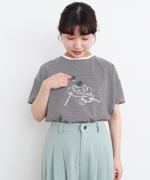 l'atelier du savon(アトリエドサボン)の「おやつの時間 テープ刺繍Tシャツ(Tシャツ/カットソー・レディース・ブラック/その他/レッド・FREE)」の14枚目の写真