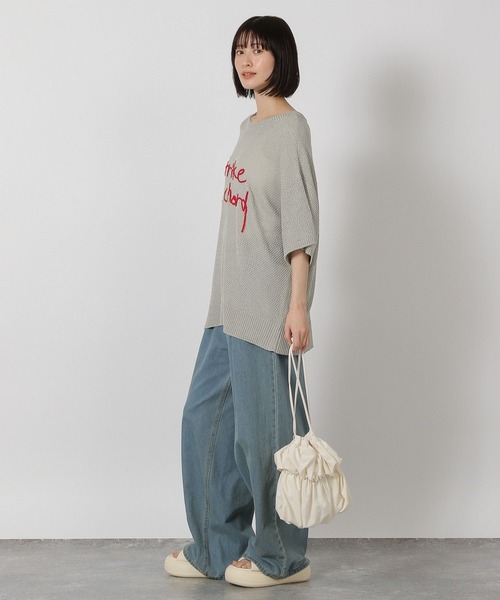 LAKOLE（ラコレ）の「刺繍ロゴニットプルオーバー半袖 / 327884（ニット/セーター・レディース・アイボリー/ブラック/グレー・FREE）」の18枚目の写真