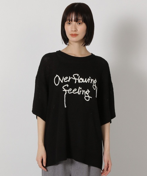 LAKOLE（ラコレ）の「刺繍ロゴニットプルオーバー半袖 / 327884（ニット/セーター・レディース・アイボリー/ブラック/グレー・FREE）」の13枚目の写真