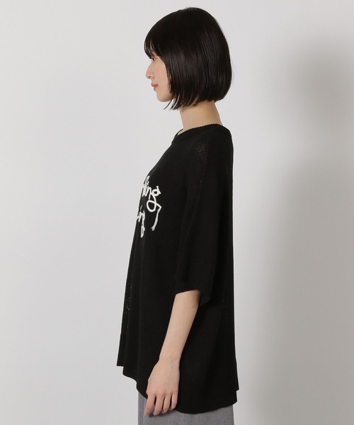 M.Kページ セール】刺繍ロゴニットプルオーバー半袖 / 327884（ニット