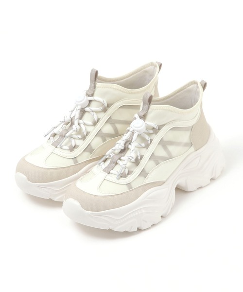 studio CLIP（スタディオクリップ）の「【軽量/抗菌防臭/消臭】軽量コードスニーカー（スニーカー・レディース・ホワイト/アイボリー・LARGE/MEDIUM）」の2枚目の写真