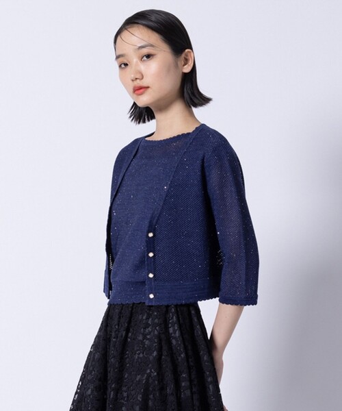 TOCCA(トッカ)の「SUMMER STARS CARDIGAN カーディガン(カーディガン/ボレロ・レディース・アイボリー系/ネイビー系・F)」の1枚目の写真