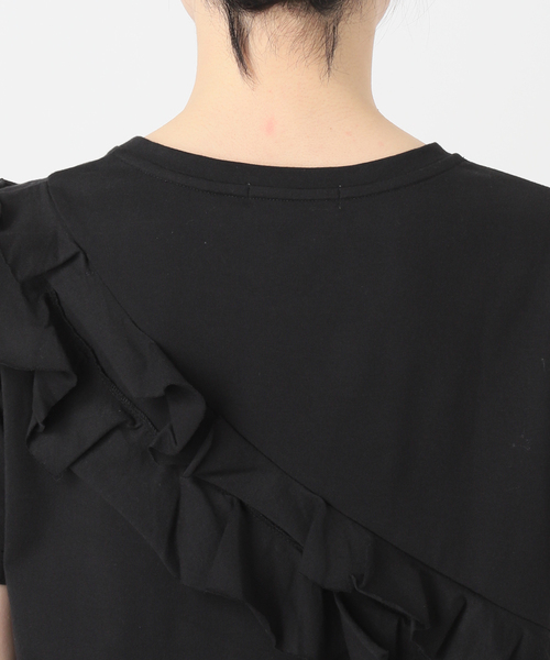 JOURNAL STANDARD relume(ジャーナルスタンダード レリューム)の「《追加》アシンメトリーフリルTEE(Tシャツ/カットソー・レディース・ホワイト/ブラック・FREE)」の9枚目の写真
