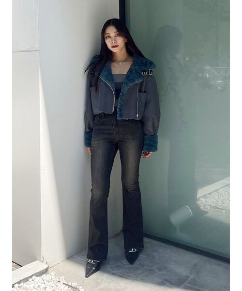 EVRIS（エヴリス）の「ヴィンテージライクストレッチフレアデニムパンツ（デニムパンツ・レディース・インディゴブルー/ブラック・SMALL/MEDIUM）」の12枚目の写真