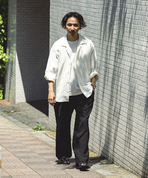 JOURNAL STANDARD relume(ジャーナルスタンダード レリューム)の「ペイズリーレース オープンカラーシャツ(シャツ/ブラウス・メンズ・ブラック/ネイビー/ホワイト系その他・MEDIUM/LARGE)」の4枚目の写真