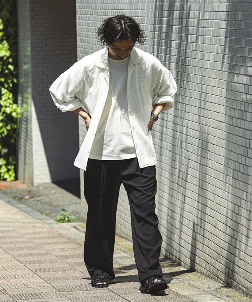 JOURNAL STANDARD relume(ジャーナルスタンダード レリューム)の「ペイズリーレース オープンカラーシャツ(シャツ/ブラウス・メンズ・ブラック/ネイビー/ホワイト系その他・MEDIUM/LARGE)」の5枚目の写真