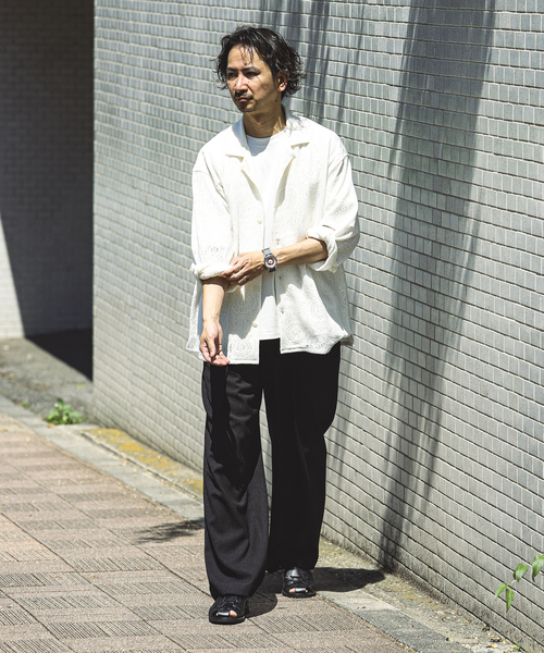 JOURNAL STANDARD relume(ジャーナルスタンダード レリューム)の「ペイズリーレース オープンカラーシャツ(シャツ/ブラウス・メンズ・ブラック/ネイビー/ホワイト系その他・MEDIUM/LARGE)」の6枚目の写真