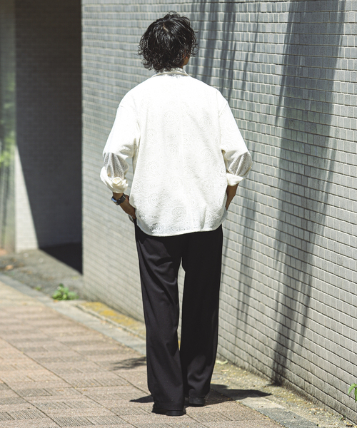 JOURNAL STANDARD relume(ジャーナルスタンダード レリューム)の「ペイズリーレース オープンカラーシャツ(シャツ/ブラウス・メンズ・ブラック/ネイビー/ホワイト系その他・MEDIUM/LARGE)」の7枚目の写真