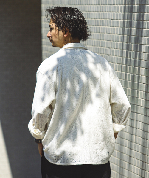 JOURNAL STANDARD relume(ジャーナルスタンダード レリューム)の「ペイズリーレース オープンカラーシャツ(シャツ/ブラウス・メンズ・ブラック/ネイビー/ホワイト系その他・MEDIUM/LARGE)」の11枚目の写真