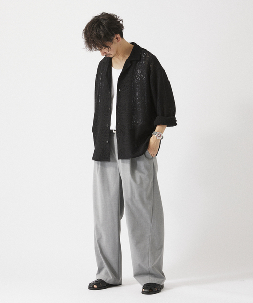 JOURNAL STANDARD relume(ジャーナルスタンダード レリューム)の「ペイズリーレース オープンカラーシャツ(シャツ/ブラウス・メンズ・ブラック/ネイビー/ホワイト系その他・MEDIUM/LARGE)」の16枚目の写真