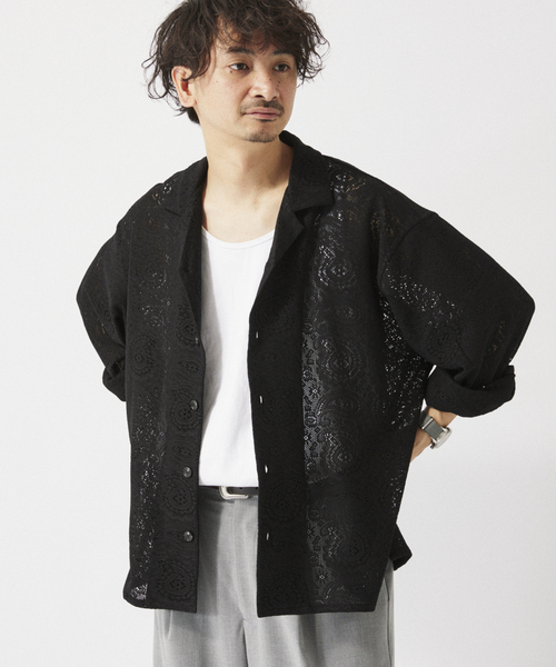 JOURNAL STANDARD relume(ジャーナルスタンダード レリューム)の「ペイズリーレース オープンカラーシャツ(シャツ/ブラウス・メンズ・ブラック/ネイビー/ホワイト系その他・MEDIUM/LARGE)」の19枚目の写真