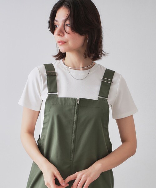 OPAQUE.CLIP（オペークドットクリップ）の「フライスベーシックTシャツ【洗濯機洗い可】（Tシャツ/カットソー・レディース・ネイビー/ホワイト/ブラック/ホワイト系3・42/40/38/36）」の2枚目の写真