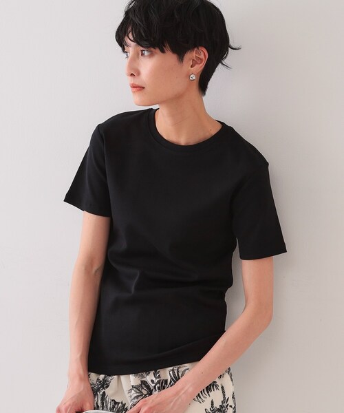 OPAQUE.CLIP（オペークドットクリップ）の「フライスベーシックTシャツ【洗濯機洗い可】（Tシャツ/カットソー・レディース・ネイビー/ホワイト/ブラック/ホワイト系3・42/40/38/36）」の5枚目の写真