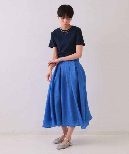 OPAQUE.CLIP（オペークドットクリップ）の「フライスベーシックTシャツ【洗濯機洗い可】（Tシャツ/カットソー・レディース・ネイビー/ホワイト/ブラック/ホワイト系3・42/40/38/36）」の19枚目の写真