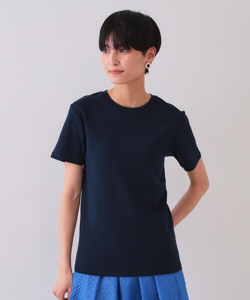 OPAQUE.CLIP（オペークドットクリップ）の「フライスベーシックTシャツ【洗濯機洗い可】（Tシャツ/カットソー・レディース・ネイビー/ホワイト/ブラック/ホワイト系3・42/40/38/36）」の21枚目の写真