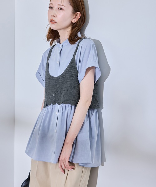 ROPE' PICNIC（ロペピクニック）の「クロシェビスチェ/リンクコーデ（ベスト・レディース・ホワイト/チャコールグレー/ベージュ・38）」の6枚目の写真