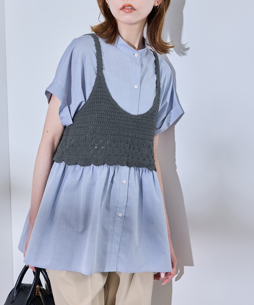 ROPE' PICNIC（ロペピクニック）の「クロシェビスチェ/リンクコーデ（ベスト・レディース・ホワイト/チャコールグレー/ベージュ・38）」の7枚目の写真