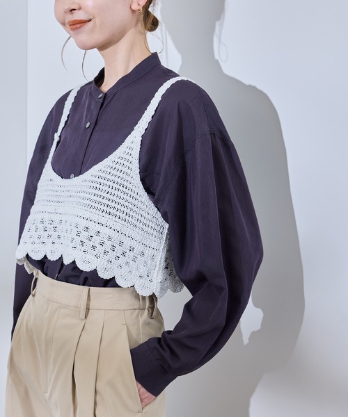 ROPE' PICNIC（ロペピクニック）の「クロシェビスチェ/リンクコーデ（ベスト・レディース・ホワイト/チャコールグレー/ベージュ・38）」の16枚目の写真