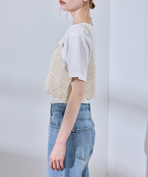 ROPE' PICNIC（ロペピクニック）の「クロシェビスチェ/リンクコーデ（ベスト・レディース・ホワイト/チャコールグレー/ベージュ・38）」の22枚目の写真