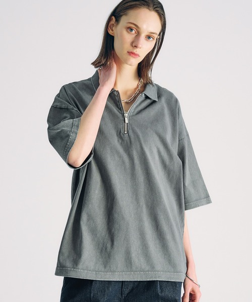 ポロシャツ ポロ HALF ZIP CLASSIC ポロトップス レディース 36G MicroPique SS Half Zip Polo | Saturdays NYC Japan