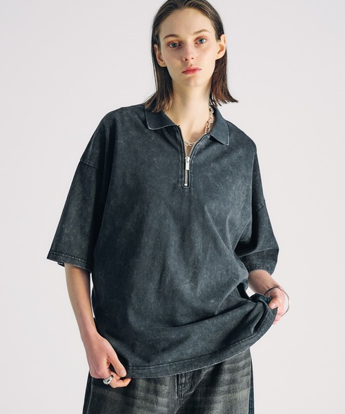 セール】HALF ZIP SNOW POWDER POLO SHIRT/ハーフジップスノー