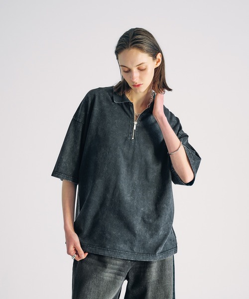 SELLE GLANT(セレグランテ)の「HALF ZIP SNOW POWDER POLO SHIRT/ハーフジップスノーパウダーポロシャツ(ポロシャツ・メンズ・ブラック/グレー・MEDIUM/LARGE/SMALL)」の3枚目の写真